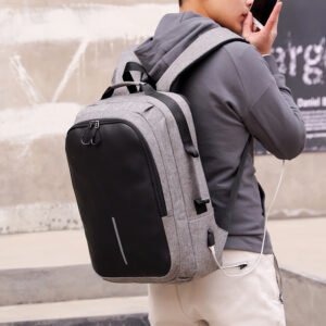 Smart Anti-Theft Laptop Backpack with USB Charging Port – Water-Resistant Travel Bag - Grey