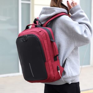 Smart Anti-Theft Laptop Backpack with USB Charging Port – Water-Resistant Travel Bag - Red